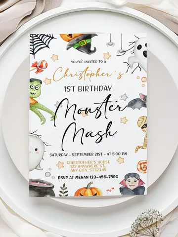 Halloween Invitation, Halloween Birthday Invitation, Halloween Party Invitation, Monster Mash Invitation, Monster Party, Costume Party IN103 $7.00
