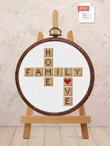 Home Love Family Cross Stitch Pattern, Scrabble Cross Stitch Pattern, Embroidery Scrabble, Love xStitch, Home Pattern, Love Pattern #vl005 $3.00