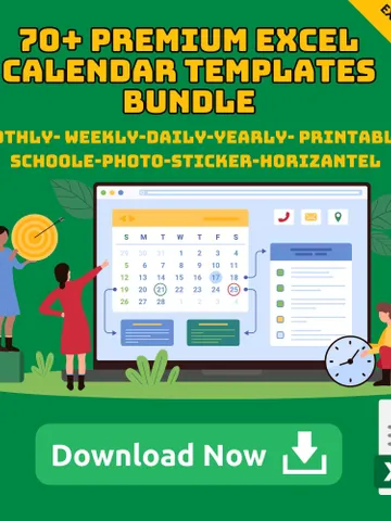 Calendar Excel Bundle Template, Monthly Weekly Daily Yearly Planner, Printable School Photo Sticker, Horizontal Calendar Spreadsheet $34.90