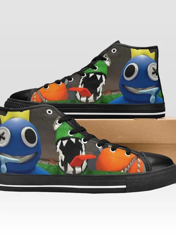 Rainbow Friends Shoes, High-Top Sneakers, Handmade Footwear $59.97
