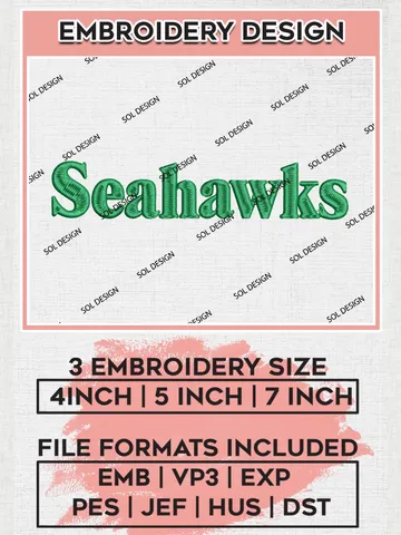 Seattle Seahawks Wordmark Logo Embroidery Designs, NFL Seahawks Embroidery Designs, NFL Embroidery Designs, NFL Seattle Seahawks Machine Embroidery Design, Digital Download $6.99