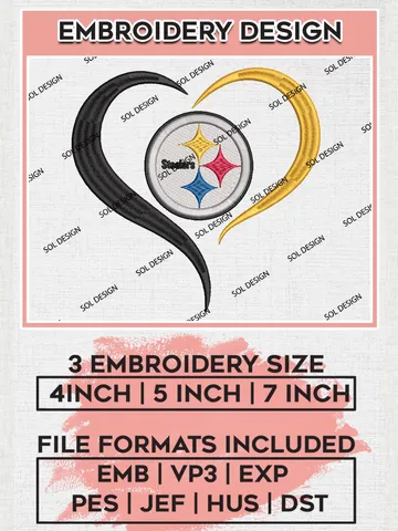 Pittsburgh Steelers Embroidery Design Files, NFL Steelers, NFL Embroidery Designs, NFL Pittsburgh Steelers Machine Embroidery Design, Digital Download $6.99