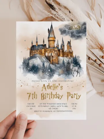 The Chosen One Invitation; Wizard Birthday Party; Magic School 1st Birthday Invitation Template; Editable Wizarding World Invitation; $12.78