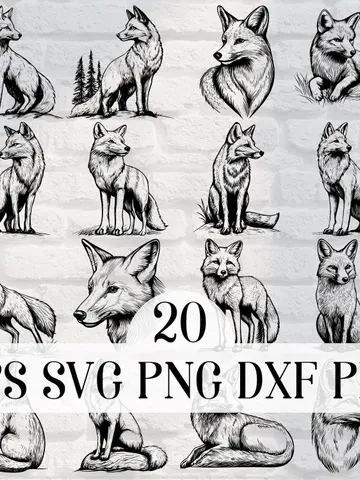 Vector 20 Fox Design Bundle forest Fox PNG for Sublimation Fox SVG file for cricut, Wild Fox Laser Cut file for engraving, Prints wall art $2.99