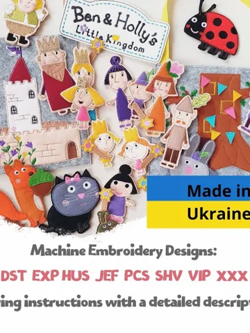 ITH Enchanted Forest Play Set Embroidery File, Fairy Princess Elf Boy Ladybug Puppets, Storytelling Toy Patterndownload $30.00