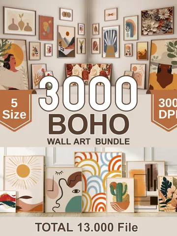 Boho Wall Collage Mega Bundle, Set of 3000+ Prints, Mid Century Art Prints, Abstract Poster Set, Printable Home Decor, Digital Download $14.92