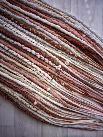 Boho Synthetic Dreadlock Extensions in Earthy Tones Handmade Double Ended Dreads for Festival Hair Braided Set $75.07