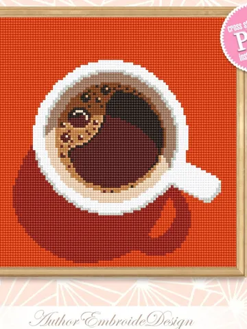 Coffee cross stitch pattern PDF download Kitchen cross stitch chart, Small coffee cup beginner embroidery PDF, Funny Coffee home decor #F15 $3.95
