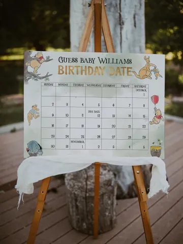 Winnie the Pooh Due Date Calendar Game Baby's Birth Date Game; Winnie the Pooh Baby Shower; Guess the Due Date Calendar printable; wp9 $11.62