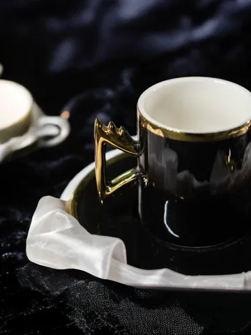 Black And Gold Luxury 12 Pieces Tea Cups | Black and Gold Tea Cups | Elegant 12-Pieces Tea Cups $119.99