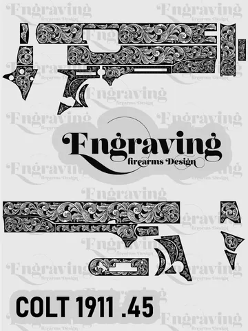 Colt1911 .45 Scroll Svg | Vector File Bundle for Laser Engraving Svg $36.99