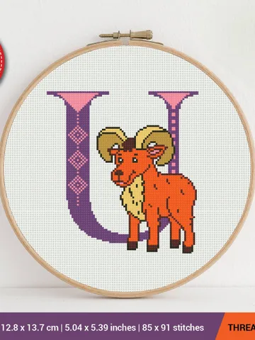 Letter U Urial ABC Cross stitch pattern | Embroidery Pattern | Instant Download | Embroidery Designs $5.37