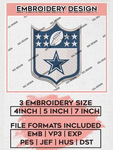 NFL Dallas Cowboys Logo Embroidery Designs, NFL Cowboys, NFL Logo Embroidery Files, NFL Dallas Cowboys Machine Embroidery Design, Digital Download $6.99
