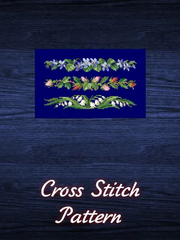 Antique Cross Stitch Pattern Three Flower Garlands Digital Download PDF $5.50