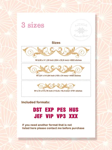 Scroll border embroidery designs Machine embroidery pattern 3 size, Embroidery files monogram frame, Vintage elegant decor #R1 $3.45