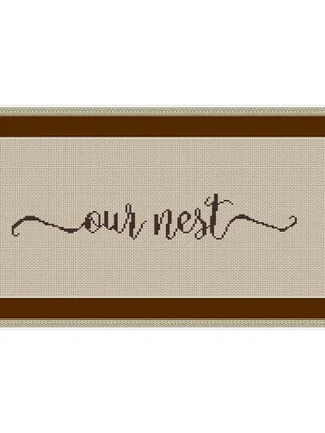 Our nest cross stitch pattern modern Handwritten lettering cross stitch beginner PDF pattern Calligraphy letters small cross stitch pattern