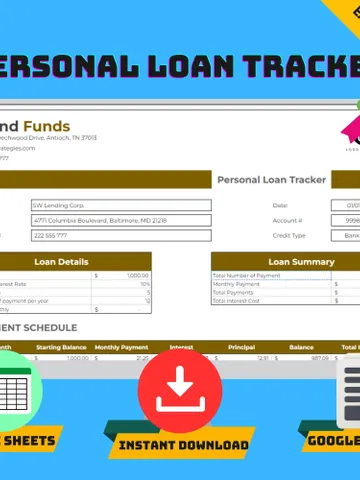 Personal Loan Tracker, Google Sheets Loan Payment Tracker, Digital Download, Easy-to-Use Debt Tracker for Personal Family Finances $6.86