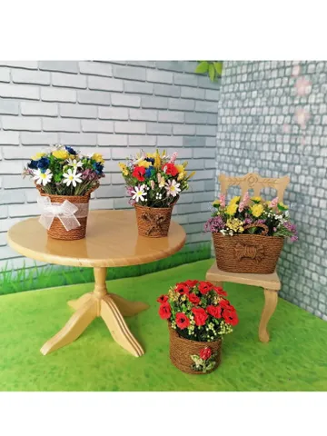 Wildflowers in baskets. Puppet miniature.1:12 scale. $45.00
