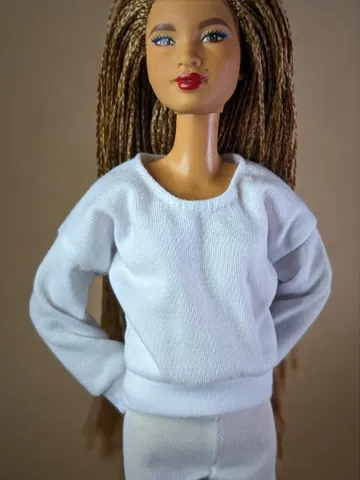 White long-sleeve shirt for 1/6 scale fashion female dolls $10.00