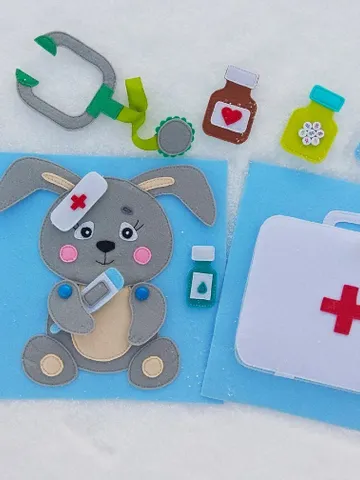 Doctor Quiet book Pattern , Felt book pattern pdf, Soft sensory book template, Busy book sewing ideas for kids 2, 3, 4 year old $14.29