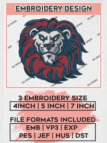 NCAA Loyola Marymount Lions Mascot Logo Embroidery Designs, NCAA Logo Machine Embroidery Files, NCAA Loyola Marymount Lions Logo, NCAA Embroidery Designs, Machine Embroidery Designs, Digital Download $6.99