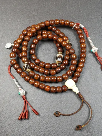 Gandhanra Old 108 Tibetan Lotus Seed Beads Mala,Prayer Beads Necklace for Meditation,Diameter 0.31", Circumference 33" $299.99