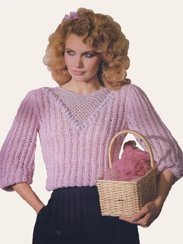 Vintage Knitting Pattern 248 Lacy Yoke Blouson Women $2.50