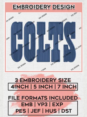 Indianapolis Colts Wordmark Embroidery Designs, NFL Colts, NFL Embroidery Designs, NFL Indianapolis Colts Machine Embroidery Design, Digital Download