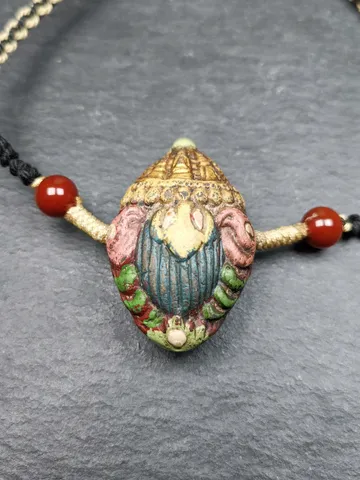 Gandhanra Old Tibetan Stupa Tsa Tsa Amulet, Double-sided Vajra and Bodhi Leaf Shape Pendant,30 Years Old $69.99