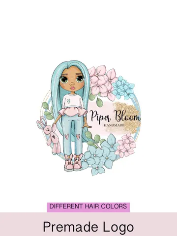 Cute Cartoon Crafter Premade Logo Design, Small Business Logo, Girl Crafter Logo, Cartoon Logo, Kids Baby Toys Logo, Kids Shop Premade Logo $18.00