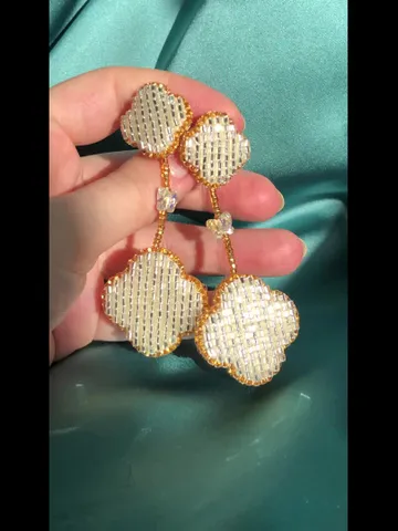 Clover Beaded Earrings Van Cleef Style $129.00