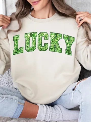 Sequin Lucky Varsity PNG, St Patrick's Png, Lucky Png, Lucky Varsity Png, St Patty's Png | | Glitter Sequin | Sparkle Trendy St Patricks $3.34