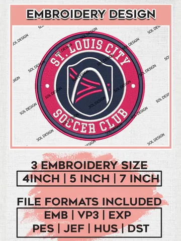 St Louis CITY SC Soccer Team Logo Embroidery Design, MLS St Louis CITY SC Logo Embroidery Files, Soccer Team Machine Embroidery, Machine Embroidery Design