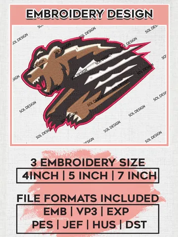 MiLB Fresno Grizzlies Embroidery Design Files, MiLB Fresno Grizzlies Logo, Minor League Baseball Logo Embroidery Designs, MiLB embroidery designs, Machine embroidery designs, Digital Download $6.99