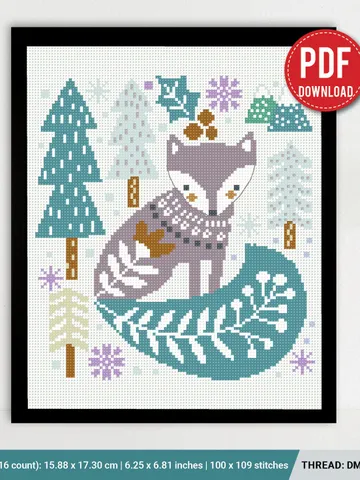 Scandinavian Fox, Christmas, ornament, New Year decor Holiday cross stitch pattern, counted, chart, gift DIY, embroidery, instant PDF $5.94