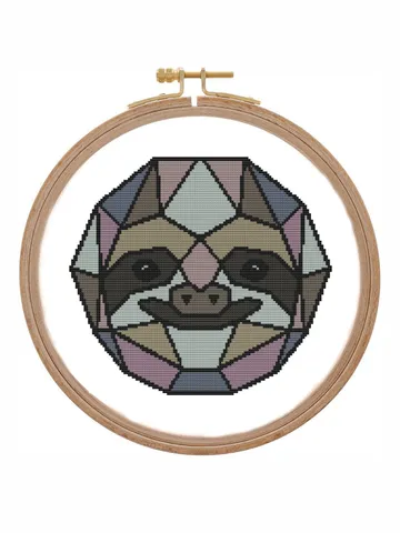 Sloth cross stitch pattern modern Stained glass geometric animal Counted Xstitch chart Big modern cross stitch pattern easy $5.00