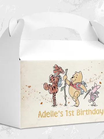 Gable Box Winnie the Pooh; Winnie the Pooh 1st Birthday; Printable Gable Box Label; Winnie the Pooh Party Decoration; WPg13 $10.45