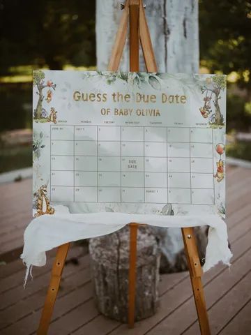 Winnie the Pooh Due Date Calendar Game Baby's Birthday Date Game; Winnie the Pooh Baby Shower Guess the Due Date Calendar printable; pg123 $11.62