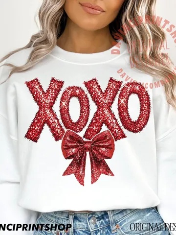 Faux Sequin Xoxo PNG Valentine’s Day Sublimation, be mine png, xoxo png, valentines Coquette Bow, Glitter valenties, Digital Design Download $10.00