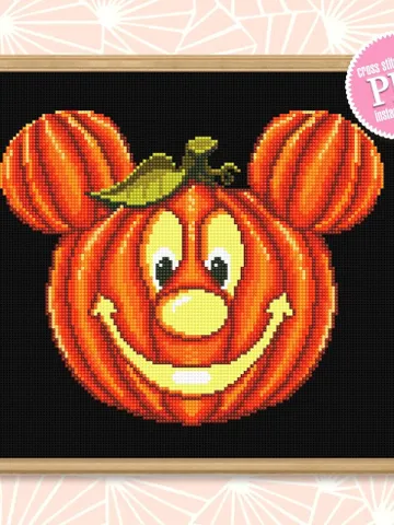 Halloween pumpkin cross stitch pattern download PDF Cute mouse cross stitch Awesome beginner stitch Halloween embroidery Mouse head #H22 $4.60