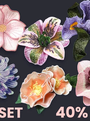 Set of flowers FSL (40% discount) Machine embroidery design Digital embroidery pattern Free standing lace flower file $26.56