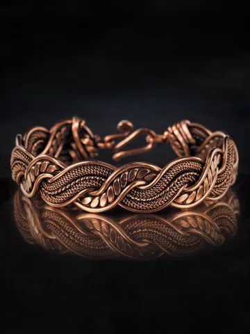 Copper wire wrapped bracelet for woman 7th Anniversary gift Small size bracelet