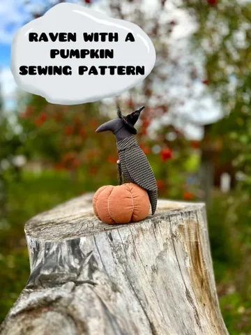 RAVEN WITH A PUMPKIN SEWING PATTERN
 Toy size: ~12.5 “/32 сm