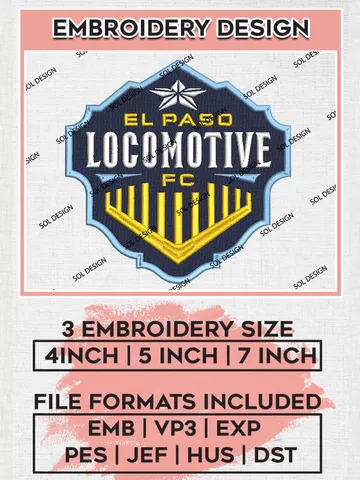 USLC El Paso Locomotive Logo Embroidery Designs, USLC El Paso Locomotive Embroidery Design, USLC Embroidery Design Files, USLC Logo, 3 sizes, Machine embroidery Files, Digital Download $6.99