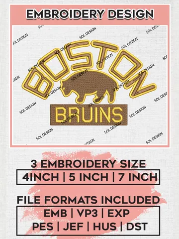 Boston Bruins Embroidery Design, NHL Boston Bruins Logo Embroidery Files, Hockey Team Machine Embroidery, Machine Embroidery Design $6.99