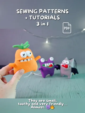 Mini Halloween Plush Set 3 in 1 | Cute Sewing Patterns Bundle | Fleece Toy Tutorials