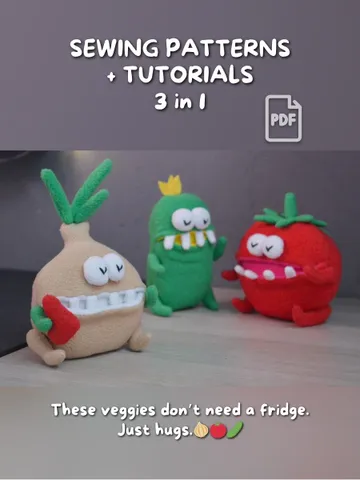 PDF Plush Toy Set – Veggie Softies with Pocket Mouth $28.00