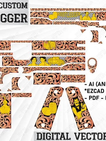 Colt 1911 Custom Bootlegger Vector Design | Customs Scrollwork | Engraving Vector Design | Scrolls | Svg | Svg Art | Digital File | $100.00