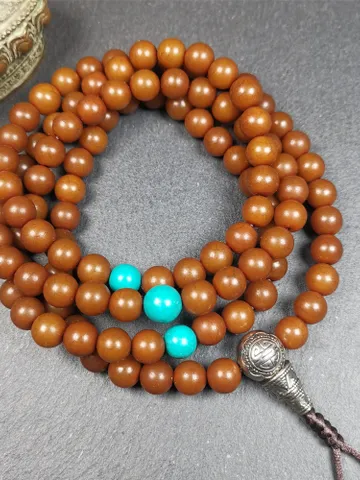 Gandhanra Old 108 Tibetan Mala, Corypha Linn Seed Beads,Prayer Beads Necklace for Meditation,Diameter 0.34", Circumference 35" $99.99