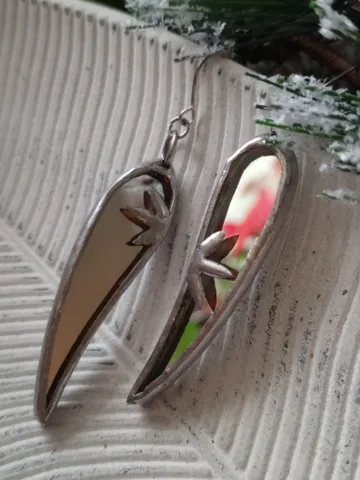 Dangle mirror icicle simple stained glass long earrings, kawaii winter earrings